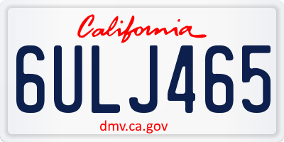 CA license plate 6ULJ465