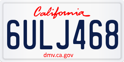 CA license plate 6ULJ468