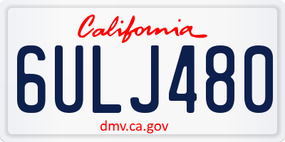 CA license plate 6ULJ480