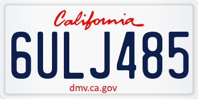 CA license plate 6ULJ485