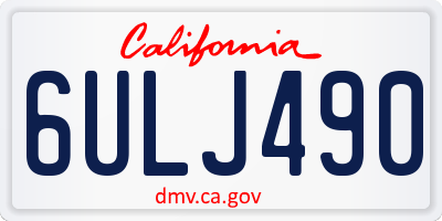 CA license plate 6ULJ490
