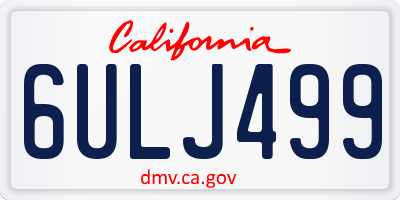 CA license plate 6ULJ499