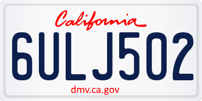 CA license plate 6ULJ502