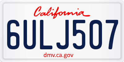 CA license plate 6ULJ507