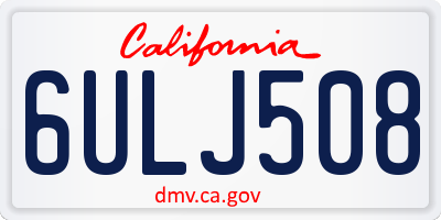 CA license plate 6ULJ508