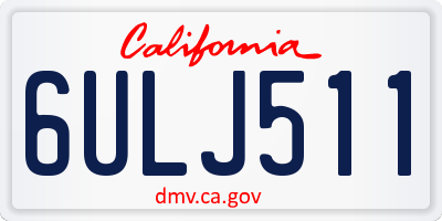 CA license plate 6ULJ511