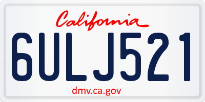 CA license plate 6ULJ521