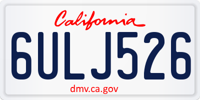 CA license plate 6ULJ526