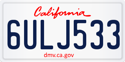 CA license plate 6ULJ533