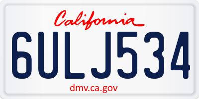 CA license plate 6ULJ534