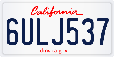 CA license plate 6ULJ537