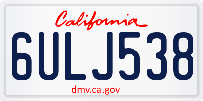 CA license plate 6ULJ538