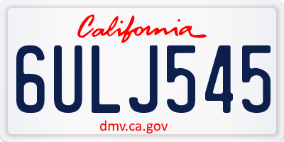 CA license plate 6ULJ545