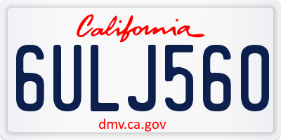 CA license plate 6ULJ560