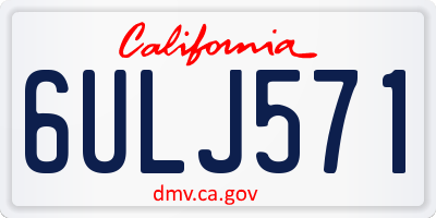 CA license plate 6ULJ571
