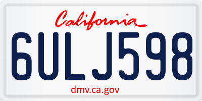 CA license plate 6ULJ598