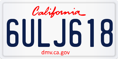 CA license plate 6ULJ618
