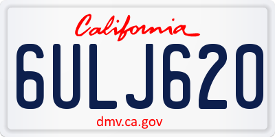 CA license plate 6ULJ620