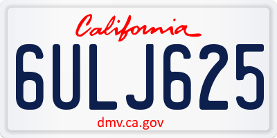 CA license plate 6ULJ625
