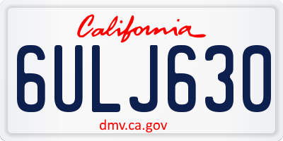CA license plate 6ULJ630