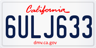 CA license plate 6ULJ633