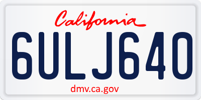 CA license plate 6ULJ640