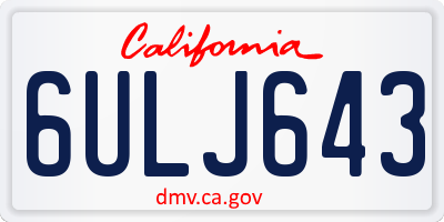 CA license plate 6ULJ643