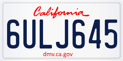 CA license plate 6ULJ645