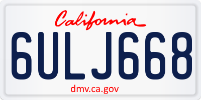 CA license plate 6ULJ668