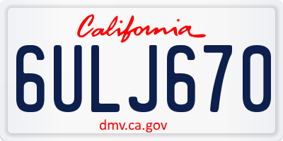CA license plate 6ULJ670