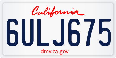 CA license plate 6ULJ675