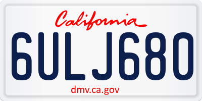 CA license plate 6ULJ680