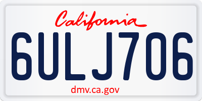 CA license plate 6ULJ706