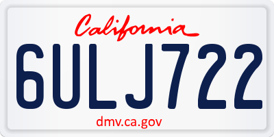 CA license plate 6ULJ722