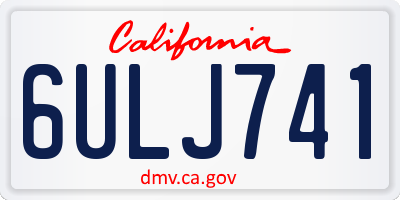 CA license plate 6ULJ741