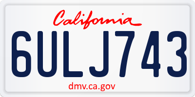 CA license plate 6ULJ743