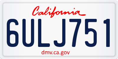 CA license plate 6ULJ751
