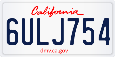 CA license plate 6ULJ754