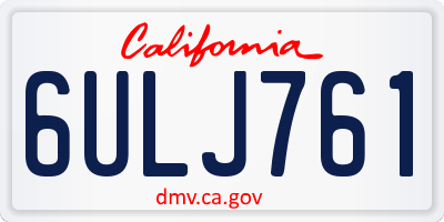 CA license plate 6ULJ761