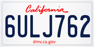 CA license plate 6ULJ762