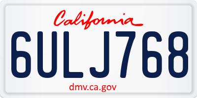 CA license plate 6ULJ768