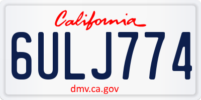 CA license plate 6ULJ774