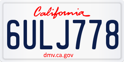 CA license plate 6ULJ778