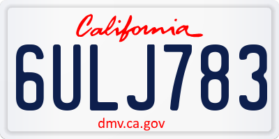 CA license plate 6ULJ783
