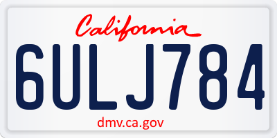 CA license plate 6ULJ784