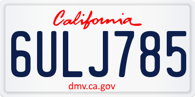 CA license plate 6ULJ785