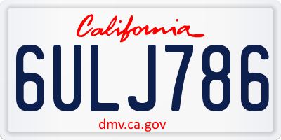 CA license plate 6ULJ786