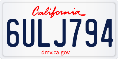 CA license plate 6ULJ794