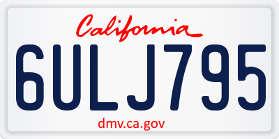 CA license plate 6ULJ795