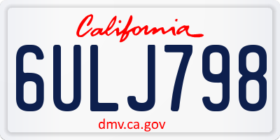 CA license plate 6ULJ798